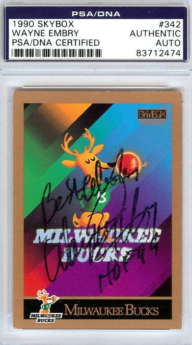 Wayne Embry Autographed 1990 Skybox Card #342 Milwaukee Bucks PSA/DNA #83712474 - RSA
