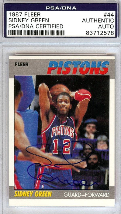 Sidney Green Autographed 1987 Fleer Card #44 Detroit Pistons PSA/DNA #83712578 - RSA