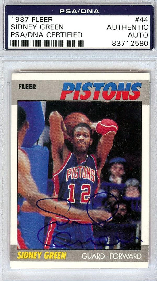 Sidney Green Autographed 1987 Fleer Card #44 Detroit Pistons PSA/DNA #83712580 - RSA