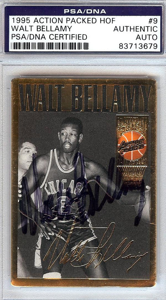 Walt Bellamy Autographed 1995 Action Packed HOF Card #9 PSA/DNA #83713679 - RSA
