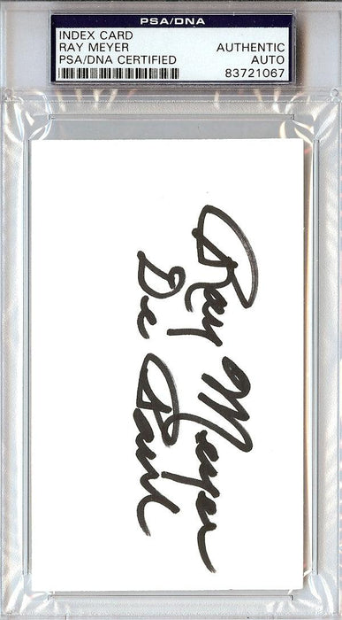 Ray Meyer Autographed 3x5 Index Card DePaul Blue Demons Coach PSA/DNA #83721067 - RSA