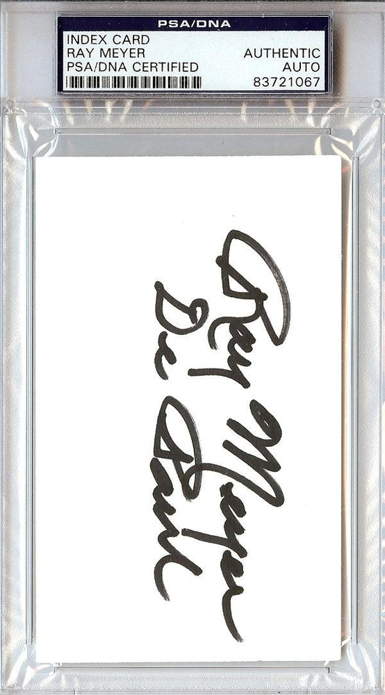 Ray Meyer Autographed 3x5 Index Card DePaul Blue Demons Coach PSA/DNA #83721067 - RSA