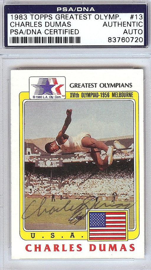 Charles Dumas Autographed 1983 Topps Greatest Olympians Card #13 PSA/DNA #83760720 - RSA