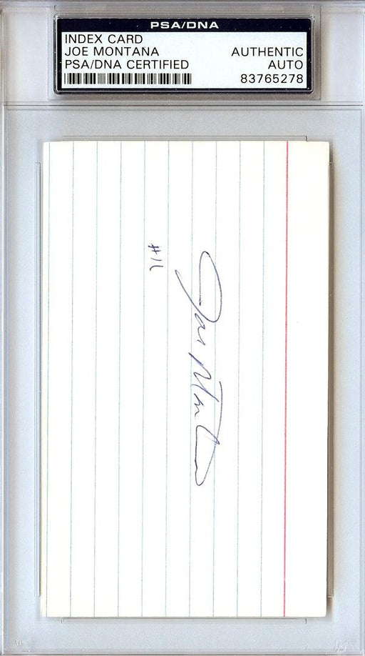 Joe Montana Autographed 3x5 Index Card San Francisco 49ers Vintage Rookie Era Signature PSA/DNA #83765278 - RSA