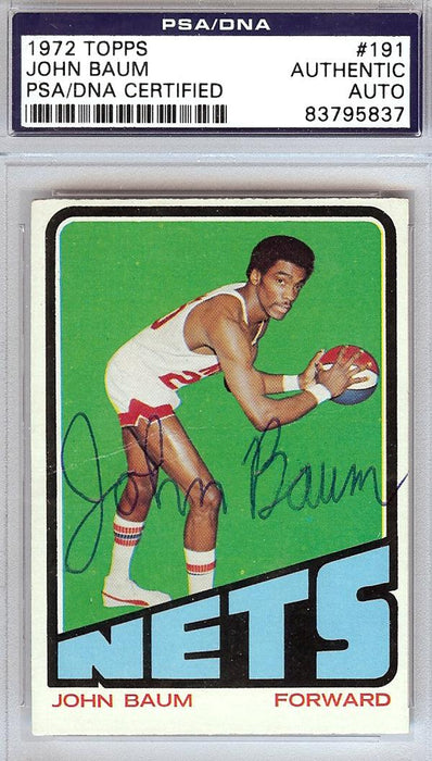 John Baum Autographed 1972 Topps Card #191 New York Nets PSA/DNA #83795837 - RSA