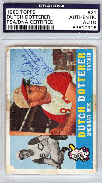 Dutch Dotterer Autographed 1960 Topps Card #21 Cincinnati Reds "Best Wishes" PSA/DNA #83810916 - RSA