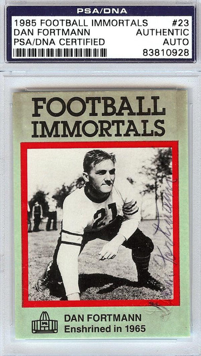 Dan Fortmann Autographed 1985 Football Immortals Card #23 Chicago Bears PSA/DNA #83810928 - RSA