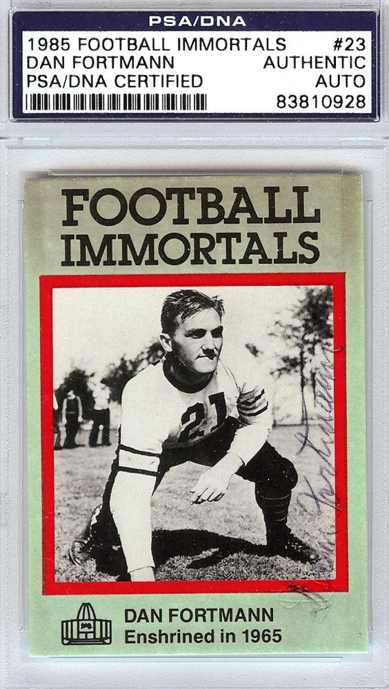 Dan Fortmann Autographed 1985 Football Immortals Card #23 Chicago Bears PSA/DNA #83810928 - RSA