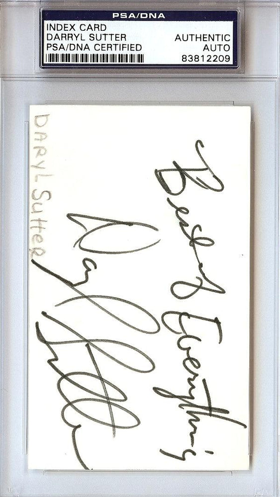 Darryl Sutter Autographed 3x5 Index Card Chicago Blackhawks PSA/DNA #83812209 - RSA