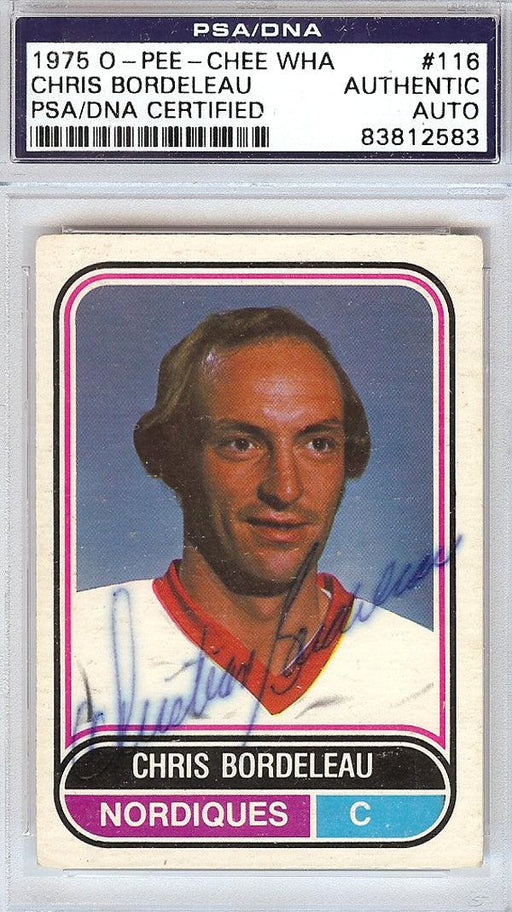 Chris Bordeleau Autographed 1975 O-Pee-Chee Card #116 Quebec Nordiques PSA/DNA #83812583 - RSA