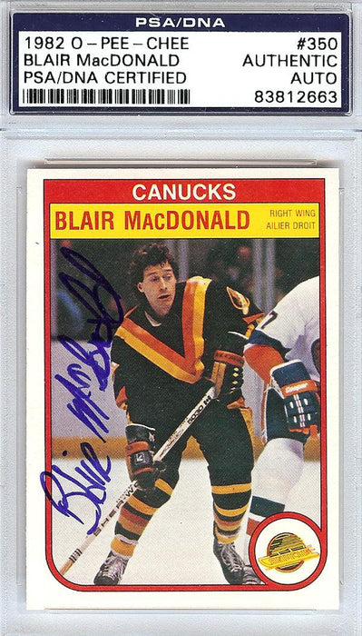 Blair MacDonald Autographed 1982 O-Pee-Chee Card #350 Vancouver Canucks PSA/DNA #83812663 - RSA