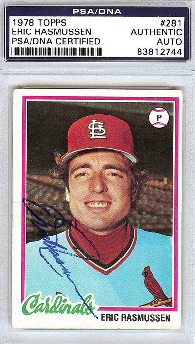 Eric Harry Rasmussen Autographed 1978 Topps Card #281 St. Louis Cardinals PSA/DNA #83812744 - RSA