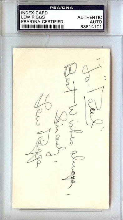 Lew Riggs Autographed 3x5 Index Card Los Angeles Dodgers, Cincinnati R ...