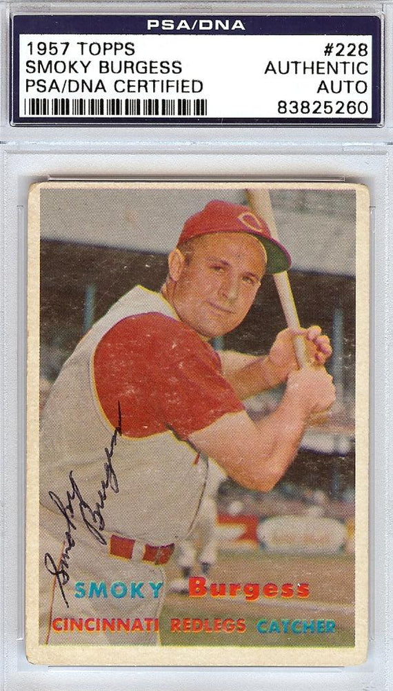 Smoky Burgess Autographed 1957 Topps Card #228 Cincinnati Redlegs PSA/DNA #83825260 - RSA