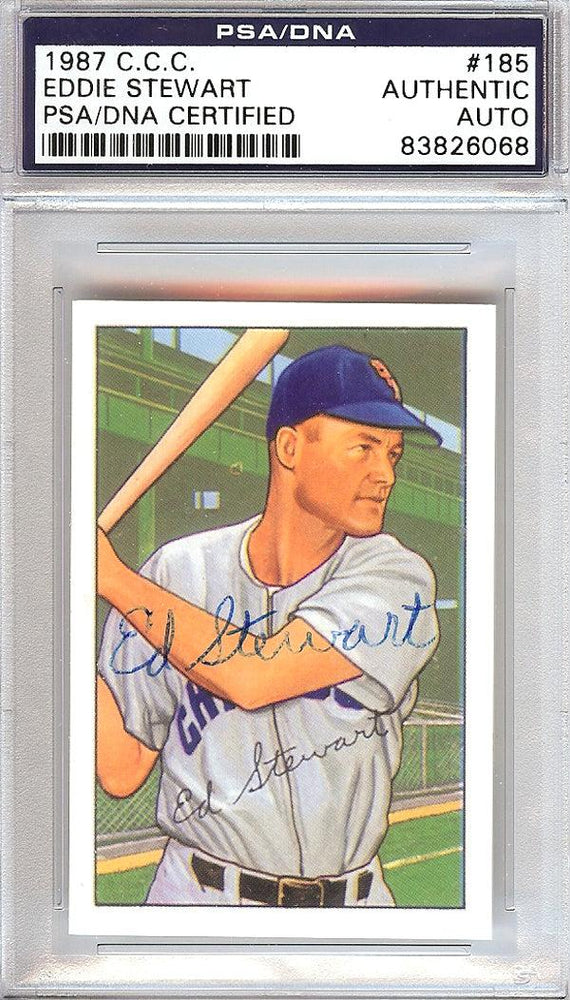 Eddie Stewart Autographed 1952 Bowman Reprints Card #185 Chicago White Sox PSA/DNA #83826068 - RSA