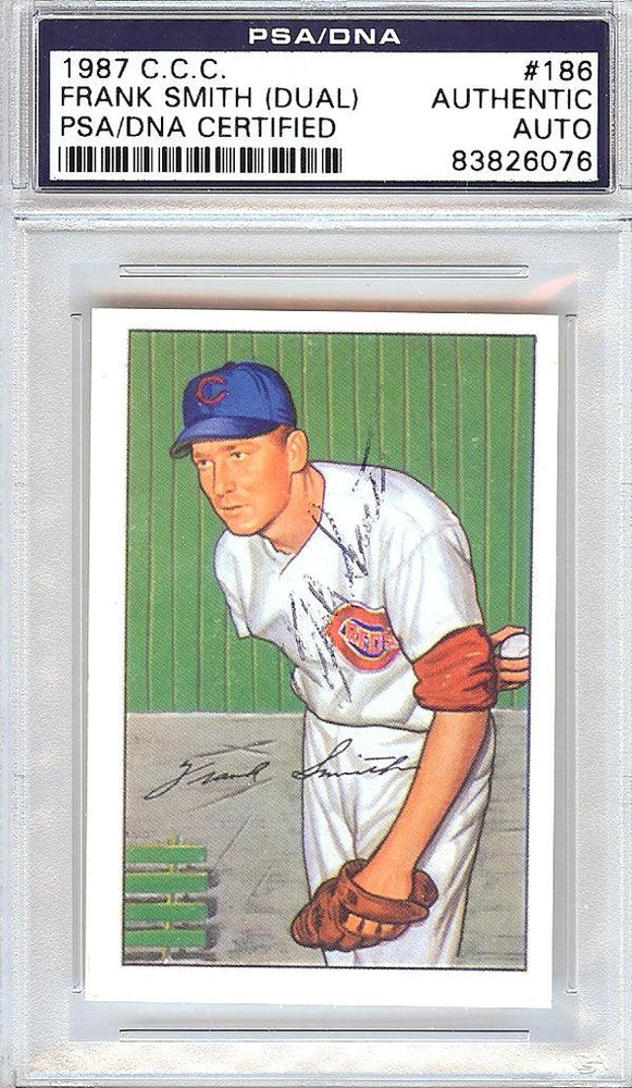 Frank Smith Autographed 1952 Bowman Reprints Card #186 Cincinnati Reds Signed Twice PSA/DNA #83826076 - RSA