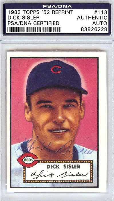 Dick Sisler Autographed 1952 Topps Reprint Card #113 Cincinnati Reds PSA/DNA #83826228 - RSA