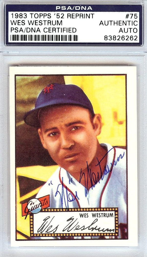 Wes Westrum Autographed 1952 Topps Reprint Card #75 New York Giants PSA/DNA #83826262 - RSA