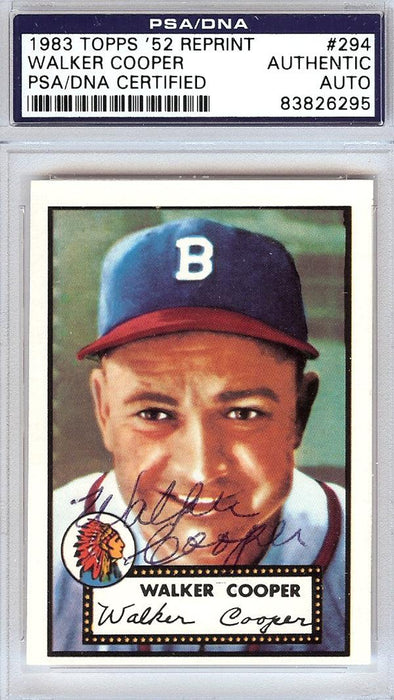 Walker Cooper Autographed 1952 Topps Reprint Card #294 Boston Braves PSA/DNA #83826295 - RSA