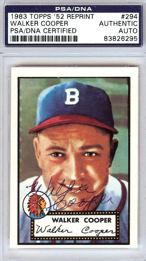 Walker Cooper Autographed 1952 Topps Reprint Card #294 Boston Braves PSA/DNA #83826295 - RSA