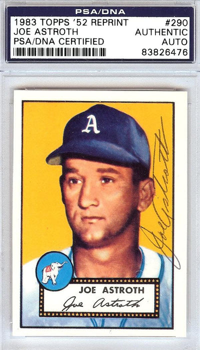 Joe Astroth Autographed 1952 Topps Reprint Card #290 Philadelphia A's PSA/DNA #83826476 - RSA
