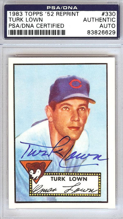 Turk Lown Autographed 1952 Topps Reprint Card #330 Chicago Cubs PSA/DNA #83826629 - RSA
