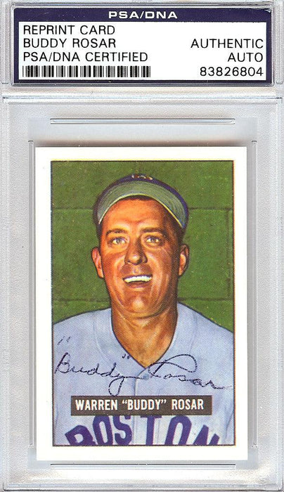 Buddy Rosar Autographed 1951 Bowman Reprints Card #236 Boston Red Sox PSA/DNA #83826804 - RSA