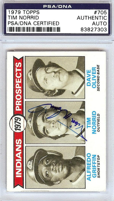Tim Norrid Autographed 1979 Topps Rookie Card #705 Cleveland Indians PSA/DNA #83827303 - RSA
