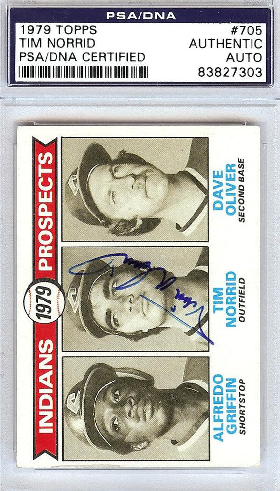 Tim Norrid Autographed 1979 Topps Rookie Card #705 Cleveland Indians PSA/DNA #83827303 - RSA