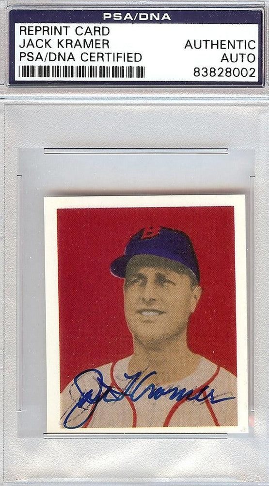 Jack Kramer Autographed 1949 Bowman Reprint Card #53 Boston Red Sox PSA/DNA #83828002 - RSA