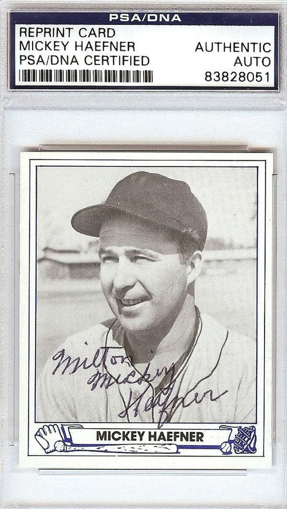Mickey Haefner Autographed 1944 Play Ball Reprint Card #22 Washington Senators PSA/DNA #83828051 - RSA