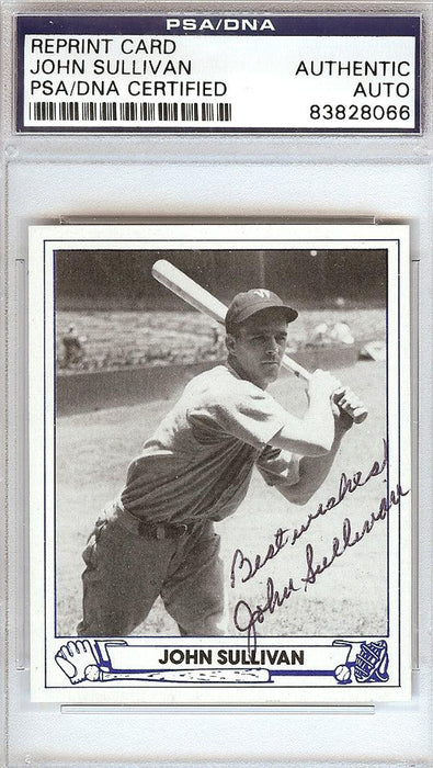 John Sullivan Autographed 1944 Play Ball Reprint Card #21 Washington Senators PSA/DNA #83828066 - RSA