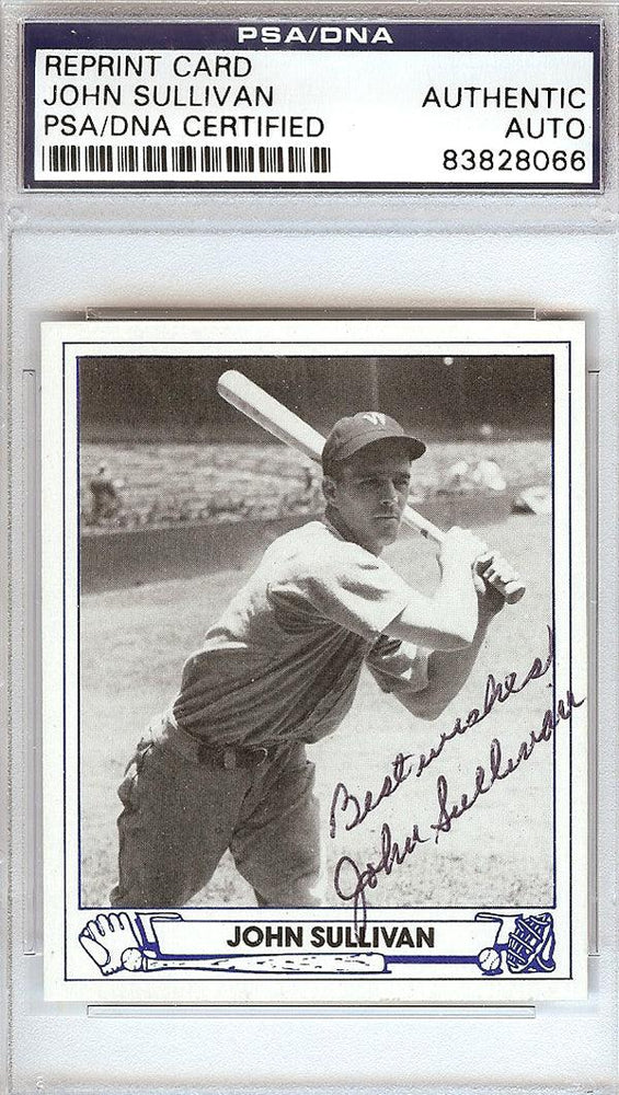 John Sullivan Autographed 1944 Play Ball Reprint Card #21 Washington Senators PSA/DNA #83828066 - RSA