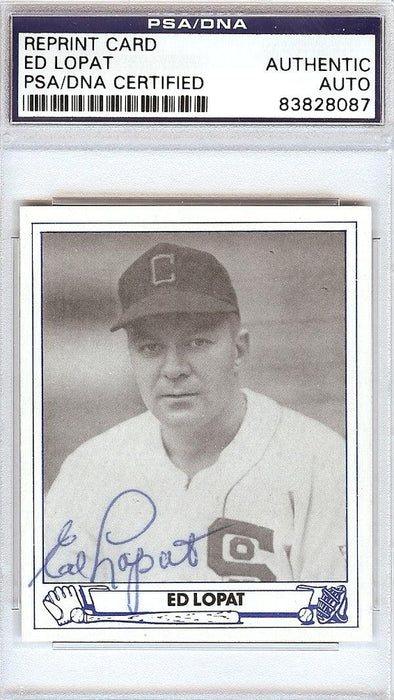 Ed Lopat Autographed 1945 Play Ball Reprint Card #17 Chicago White Sox PSA/DNA #83828087 - RSA