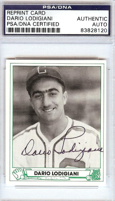 Dario Lodigiani Autographed 1946 Play Ball Reprint Card #14 Chicago White Sox PSA/DNA #83828120 - RSA