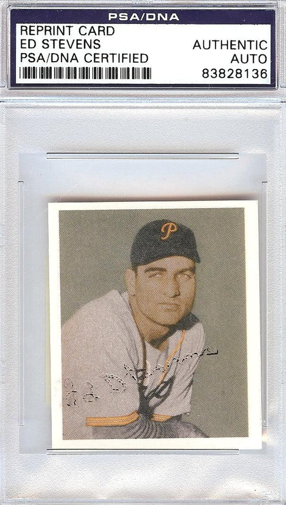 Ed Stevens Autographed 1949 Bowman Reprints Card #93 Pittsburgh Pirates PSA/DNA #83828136 - RSA