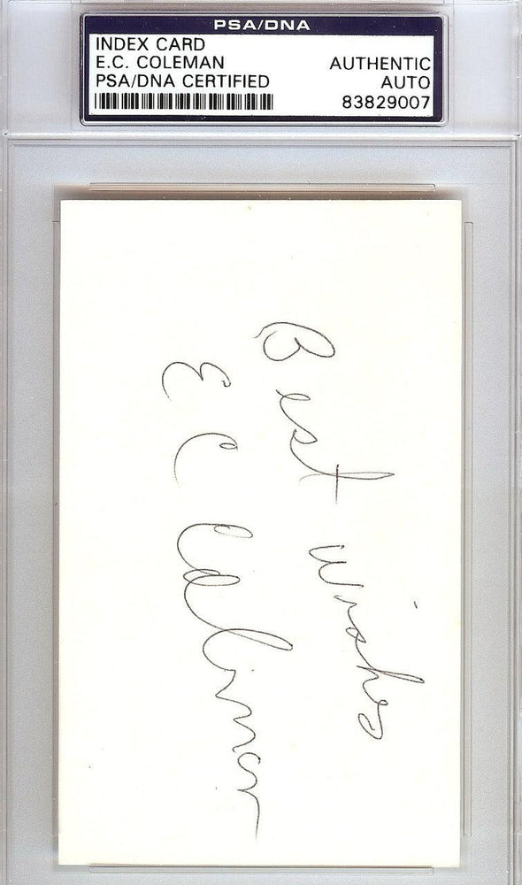 E.C. Coleman Autographed 3x5 Index Card Utah Jazz "Best Wishes" PSA/DNA #83829007 - RSA