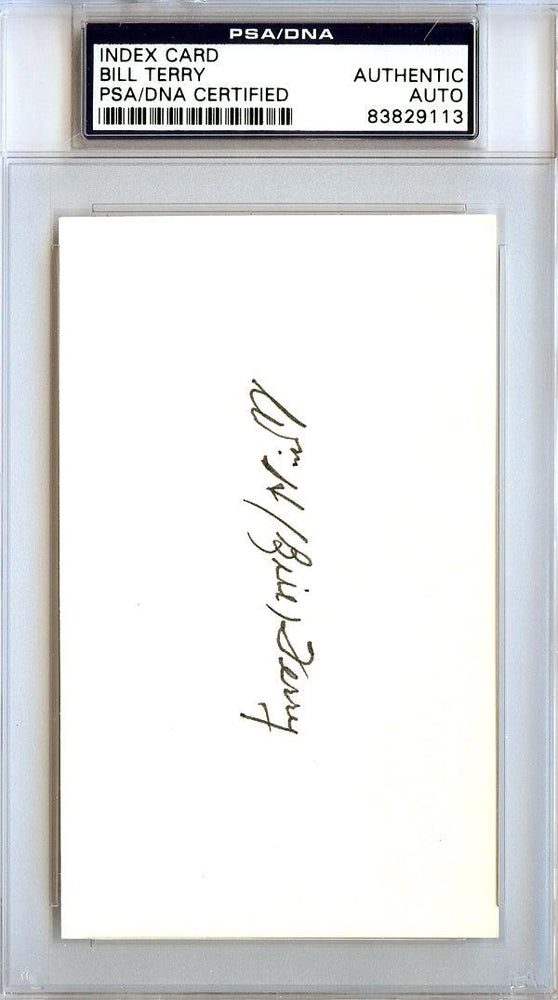 Bill Terry Autographed 3x5 Index Card New York Giants PSA/DNA #83829113 - RSA