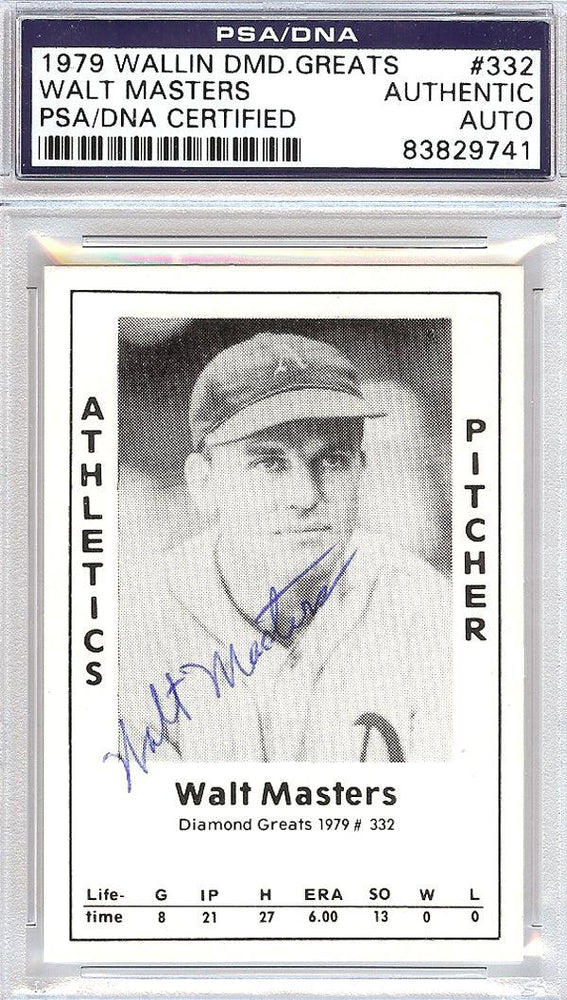 Walt Masters Autographed 1979 Diamond Greats Card #332 A's PSA/DNA #83829741 - RSA