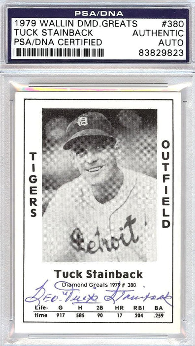 Tuck Stainback Autographed 1979 Diamond Greats Card #380 Detroit Tigers PSA/DNA #83829823 - RSA