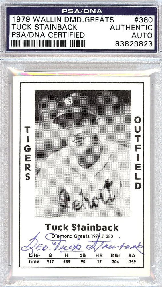 Tuck Stainback Autographed 1979 Diamond Greats Card #380 Detroit Tigers PSA/DNA #83829823 - RSA