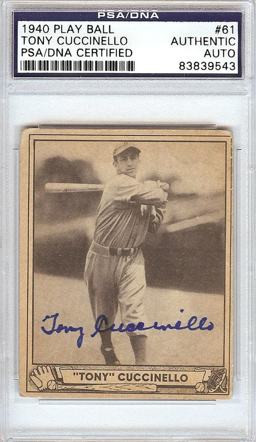 Tony Cuccinello Autographed 1940 Play Ball Card #61 Boston Bees PSA/DNA #83839543 - RSA
