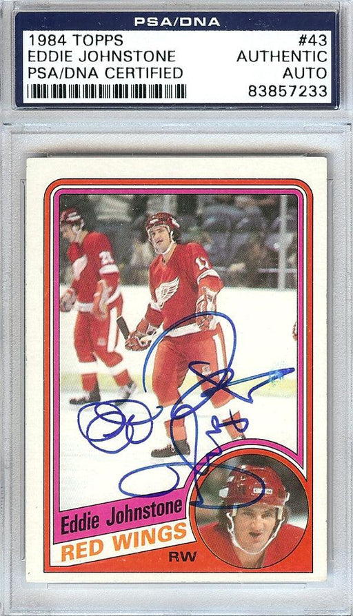 Eddie Johnstone Autographed 1984 Topps Card #43 Detroit Red Wings PSA/DNA #83857233 - RSA