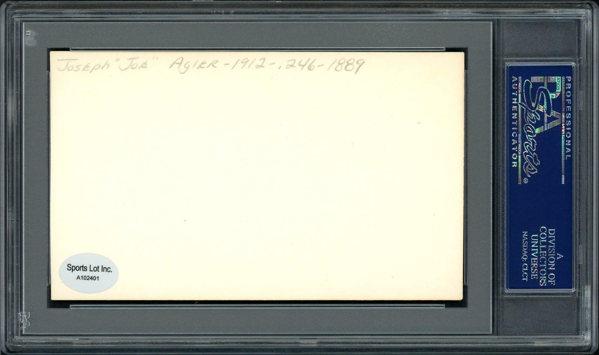 Joe Agler Autographed 3x5 Index Card Washington Senators PSA/DNA #83860253 - RSA