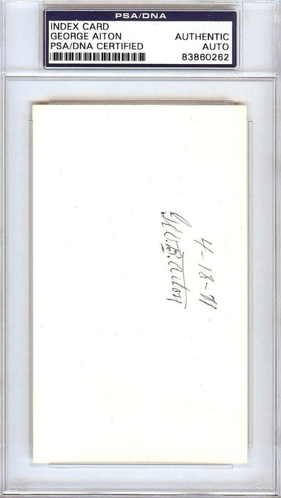 George Bill Aiton Autographed 3x5 Index Card 1912 St. Louis Browns PSA/DNA #83860262 - RSA