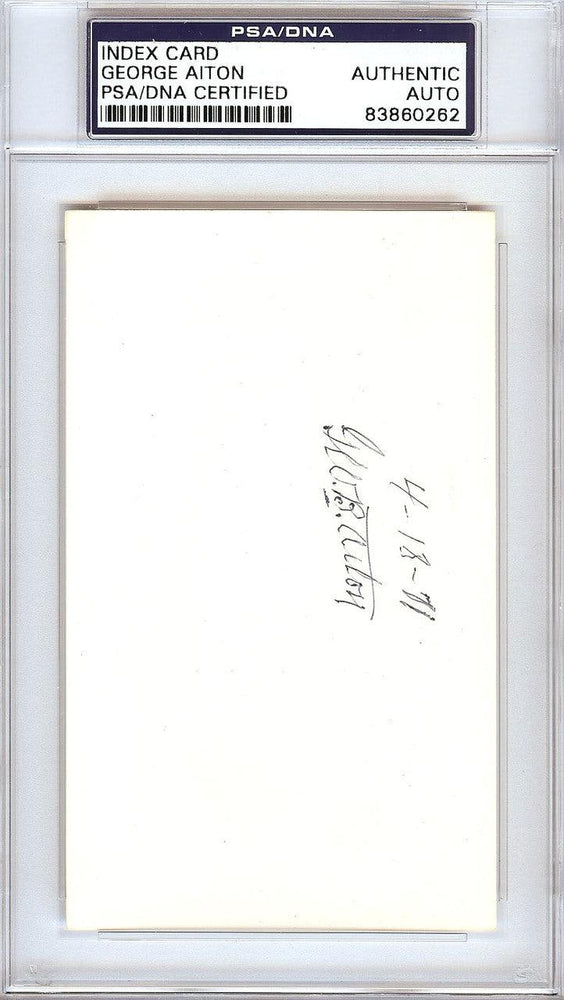 George Bill Aiton Autographed 3x5 Index Card 1912 St. Louis Browns PSA/DNA #83860262 - RSA