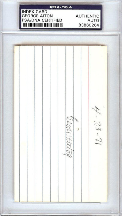 George Bill Aiton Autographed 3x5 Index Card 1912 St. Louis Browns PSA/DNA #83860264 - RSA