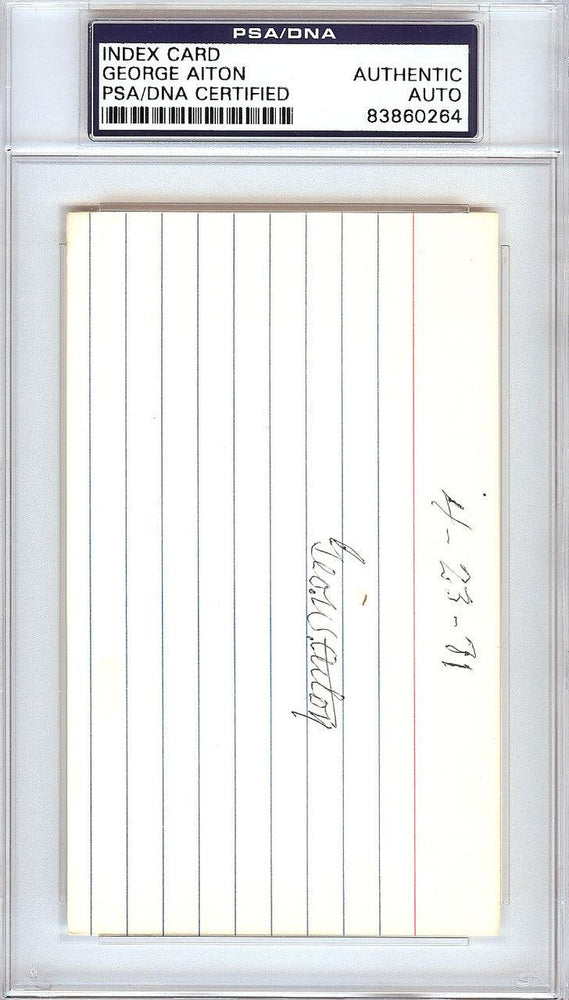 George Bill Aiton Autographed 3x5 Index Card 1912 St. Louis Browns PSA/DNA #83860264 - RSA