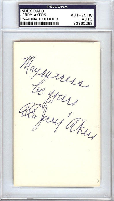 Albert Earl "Jerry" Akers Autographed 3x5 Index Card Washington Senators PSA/DNA #83860268 - RSA