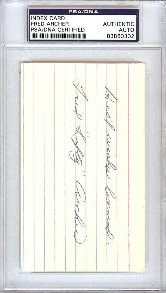 Fred "Lefty" Archer Autographed 3x5 Index Card Philadelphia A's" Best Wishes Leonard" PSA/DNA #83860302 - RSA
